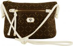 Caleidos Crossovertasche Monogramm Print weiß braun