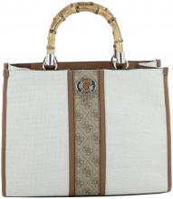 Henkeltasche Bambusgriff Canvas Natural Latte Logo Guess Kerima Tote