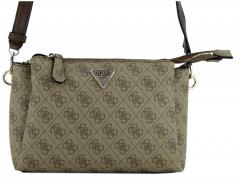 Guess Noelle Coal Logo dreigeteilte Crossovertasche grau schwarz Logoprint