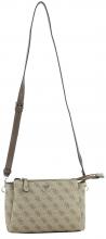 Guess Noelle Coal Logo dreigeteilte Crossovertasche grau schwarz Logoprint