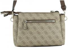 Guess Noelle Coal Logo dreigeteilte Crossovertasche grau schwarz Logoprint