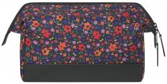 Cabaia Kosmetiktasche bunte Blumen schwarz Lederimitat Horloge
