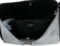 schwarze Schultertasche Logoprägung Guess Keandra Large Hobo
