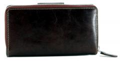 Damen Lederbörse mit Riegel Roma Bear Design Brown 