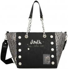 Henkeltasche 2-in-1 Shopper Anekke Core Crust Umhängetasche schwarz grau