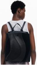 schwarzer Backpack Kahlo Desigual rockig Nieten Wave