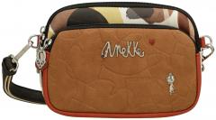 kompakte Crossbody Bag Anekke cognac Alma Alegria Print