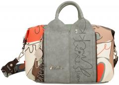 Anekke Kurzgrifftasche mit Logoprint Alma Ole beige grau