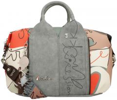 Anekke Kurzgrifftasche mit Logoprint Alma Ole beige grau