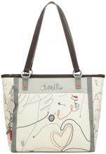 Anekke Shoppertasche beige grau Alma Ole Ziernähte