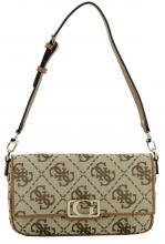 Überschlagtasche Jacquardgewebe braun beige Guess Circe Shoulder Bag Latte Logo