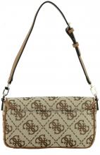 Überschlagtasche Jacquardgewebe braun beige Guess Circe Shoulder Bag Latte Logo