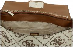 Überschlagtasche Jacquardgewebe braun beige Guess Circe Shoulder Bag Latte Logo