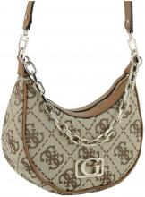 Guess Circe Hobo Schultertasche Latte Logo Jacquard beige braun