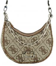 Guess Circe Hobo Schultertasche Latte Logo Jacquard beige braun