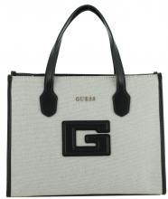 Guess Kurzgrifftasche G Status Canvas schwarz beige