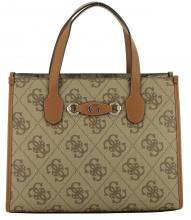 Henkeltasche Guess Izzy Logoprint beige braun 