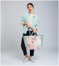 große Henkeltasche rosa grün Anekke Alma Original Logoprint