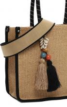 Suri Frey Henkeltasche mit Gurt Kirsty Small Black Kombi Bast PETA