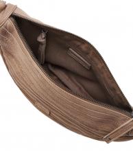 braune Schultertasche Lederstreifen FREDsBRUDER Layer Halfmoon Bag Caramel