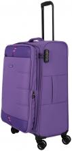 erweiterbarer Reisekoffer Softcase lila Travelite Rügen 4w Trolley M 67cm
