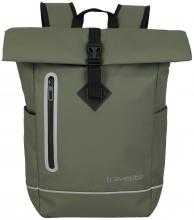 olivgrüner Roll-Up Rucksack Travelite Basics Plane beschichtet
