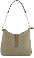 Schultertasche Guess Zamira Hobo Shoulder Bag Latte Logo 4G Alloverprint braun
