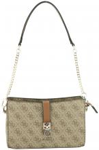 Guess Abendtasche Zamira Coal Logo Top Zip schwarz grau Kettenhenkel