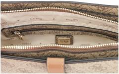 Guess Zamira Top Zip Shoulder Bag Latte Logo braun Alloverprint Umhängetasche