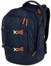 Satch dunkelblauer Jugendranzen recycelt Lederdetails Nordic Blue Ready Swap
