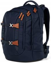 Satch dunkelblauer Jugendranzen recycelt Lederdetails Nordic Blue Ready Swap