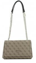 Überschlagtasche hellbeige Logoprint Guess Noelle Bone Logo Metallkette