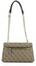 Überschlagtasche hellbeige Logoprint Guess Noelle Bone Logo Metallkette