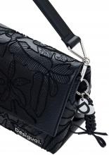 Desigual Schultertasche Venecia schwarz Blätter Jolie Stickerei