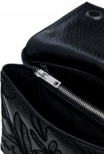 Desigual Schultertasche Venecia schwarz Blätter Jolie Stickerei