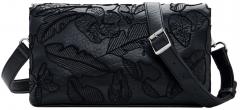 Desigual Schultertasche Venecia schwarz Blätter Jolie Stickerei