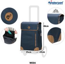 praktischer Transportroller mit Einkaufstasche Weda Blau Andersen Alu Star Shopper