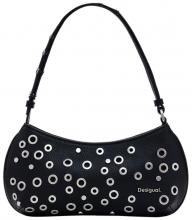 Desigual schmale Schultertasche Rebel Negro Nieten Alsacia schwarz