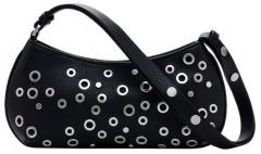 Desigual schmale Schultertasche Rebel Negro Nieten Alsacia schwarz
