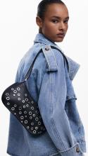 Desigual schmale Schultertasche Rebel Negro Nieten Alsacia schwarz
