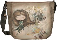 Beuteltasche Anekke Real taupe bunt bestickt Glitzer