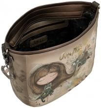Beuteltasche Anekke Real taupe bunt bestickt Glitzer