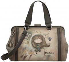 Henkeltasche Anekke Real Arzttasche beige taupe Stickerei Strass