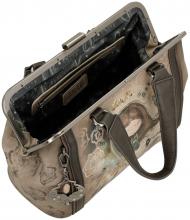 Henkeltasche Anekke Real Arzttasche beige taupe Stickerei Strass