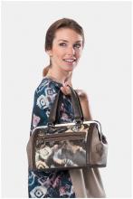 Henkeltasche Anekke Real Arzttasche beige taupe Stickerei Strass