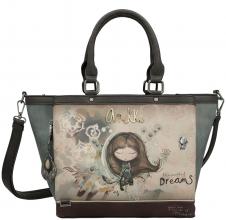 Anekke Real Kurzgrifftasche bestickt Strasssteine beige blau