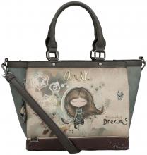 Anekke Real Kurzgrifftasche bestickt Strasssteine beige blau