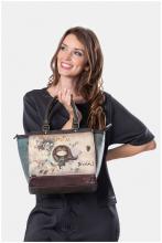 Anekke Real Kurzgrifftasche bestickt Strasssteine beige blau