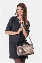 bestickte Bowlingtasche Glitzersteine beige bunt Anekke Real 