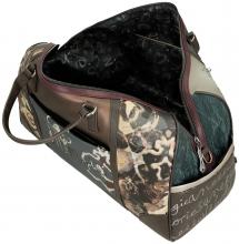 Anekke Reisetasche Weekender Real bestickt Nieten beige grau